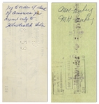 Moe Howard Lot of Two Checks Signed, Made out to Illustrated Films, Inc. Dated 3 July 1959, and Moe Feinberg, Larry's Brother, Dated 27 September 1974 -- Very Good Condition